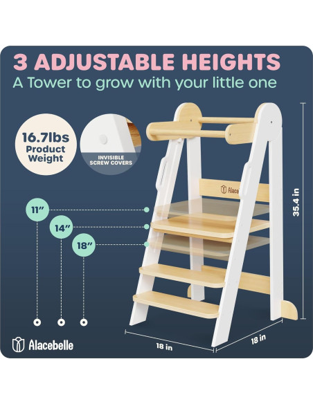 Torre Montessori para Niños Alacebelle - Plegable y Ajustable Torre Montessori para Niños Alacebelle - Plegable y Ajustable