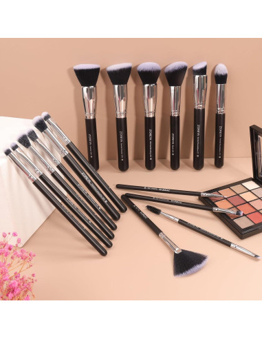 Pinceles de Maquillaje Z'OREYA Set 16 Piezas Fibra Sintética