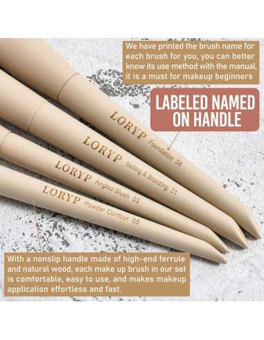 Juego de Pinceles de Maquillaje LORYP 18 Piezas Khaki