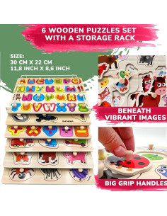 Rompecabezas de Madera QUOKKA 6 Piezas para Niños 1-5 Años 2