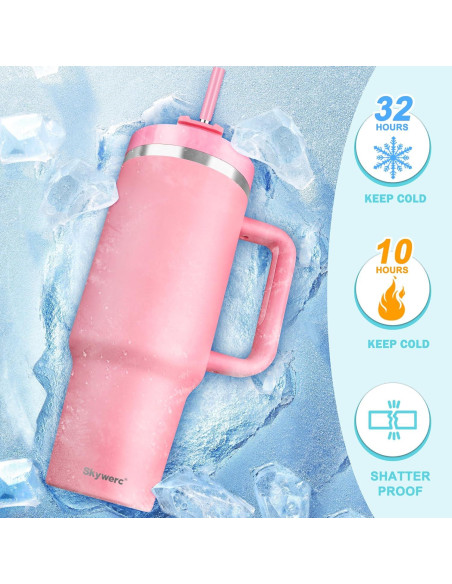 Taza de 1.18L Skywerc con 2 tapas y popote - Rosa Taza de 1.18L Skywerc con 2 tapas y popote - Rosa