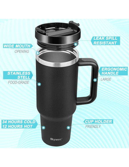 Taza de 1.18L Skywerc con 2 tapas y popote - Rosa Taza de 1.18L Skywerc con 2 tapas y popote - Rosa