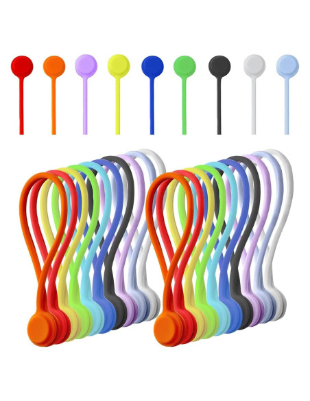 20 Sujetadores Magnéticos LORDTRONICS de Silicona para Cables 20 Sujetadores Magnéticos LORDTRONICS de Silicona para Cables