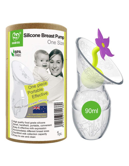 Bomba de Pecho Silicona Haakaa 100ml con Tapón Flor Grado Alimenticio Bomba de Pecho Silicona Haakaa 100ml con Tapón Flor Grado Alimenticio