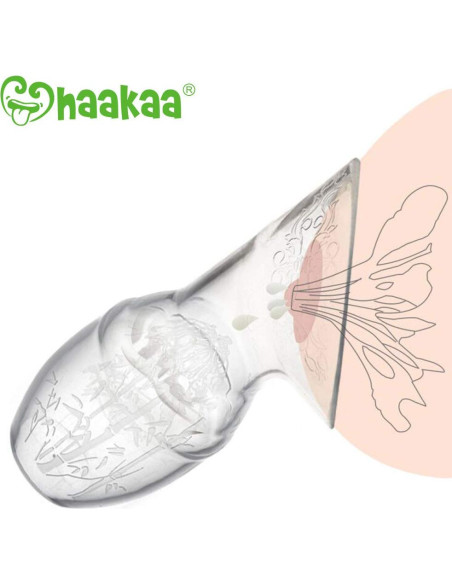 Bomba de Pecho Silicona Haakaa 100ml con Tapón Flor Grado Alimenticio Bomba de Pecho Silicona Haakaa 100ml con Tapón Flor Grado Alimenticio