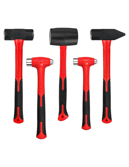 Juego de Martillos C&T 5 Piezas con Mango de Fibra de Vidrio Juego de Martillos C&T 5 Piezas con Mango de Fibra de Vidrio