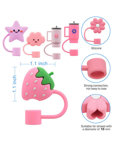 Tapa para Copas Stanley Meitesti 6 Piezas Rosa Reutilizables