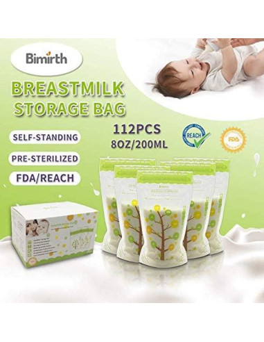 Bolsas de Almacenamiento de Leche Materna Bimirth 8oz 112 Unidades