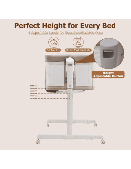 Cuna de Bebé Lateral ONTHEWEI 3 en 1 Ajustable 6 Alturas Cuna de Bebé Lateral ONTHEWEI 3 en 1 Ajustable 6 Alturas