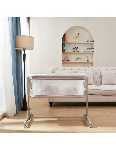 Cuna de Bebé Lateral ONTHEWEI 3 en 1 Ajustable 6 Alturas