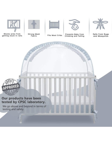 Carpa para Cuna L RUNNZER Gris 140x70 cm Plegable Seguridad Bebé