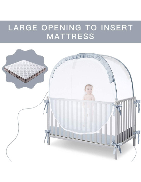 Carpa para Cuna L RUNNZER Gris 140x70 cm Plegable Seguridad Bebé Carpa para Cuna L RUNNZER Gris 140x70 cm Plegable Seguridad Bebé