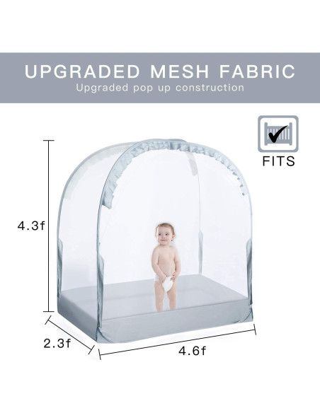 Carpa para Cuna L RUNNZER Gris 140x70 cm Plegable Seguridad Bebé Carpa para Cuna L RUNNZER Gris 140x70 cm Plegable Seguridad Bebé