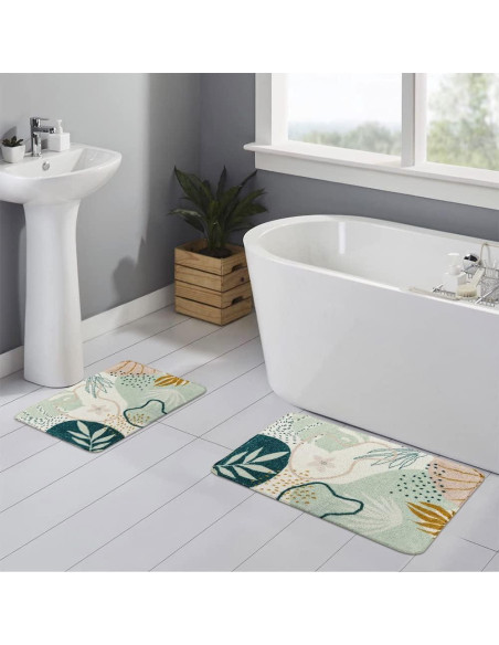 Alfombra de Baño Uphome Moderna Abstracta Verde 50x79cm Alfombra de Baño Uphome Moderna Abstracta Verde 50x79cm