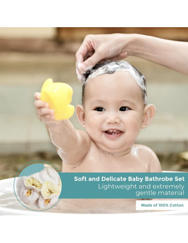 Bata de baño con capucha Spasilk 100% algodón pato blanco