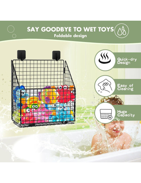 Organizador de Juguetes de Baño Plegable Greentainer Negro Organizador de Juguetes de Baño Plegable Greentainer Negro