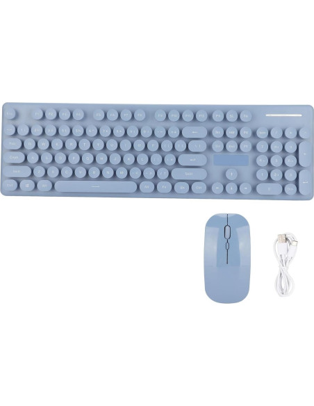 Combo Teclado y Ratón Inalámbrico Zunate Retro 104 Teclas Azul Combo Teclado y Ratón Inalámbrico Zunate Retro 104 Teclas Azul