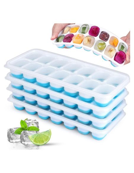 Bandeja de Hielo Jrisbo 4 Piezas Silicona Apilable Azul Bandeja de Hielo Jrisbo 4 Piezas Silicona Apilable Azul
