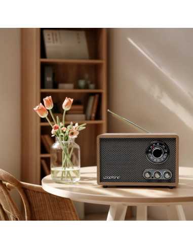 Radio LoopTone R08P AM FM Bluetooth Madera Retro 24cm