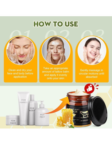Bálsamo Hidratante Facial de Grasa de Res Orgánica 120g
