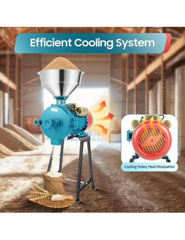 Molino de Grano Eléctrico ZBXGJKSY 3000W Ajustable 70kg/h