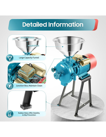 Molino de Grano Eléctrico ZBXGJKSY 3000W Ajustable 70kg/h Molino de Grano Eléctrico ZBXGJKSY 3000W Ajustable 70kg/h