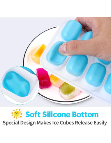 Bandeja de Hielo Jrisbo 4 Piezas Silicona Apilable Azul