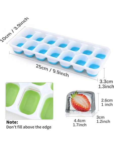 Bandeja de Hielo Jrisbo 4 Piezas Silicona Apilable Azul Bandeja de Hielo Jrisbo 4 Piezas Silicona Apilable Azul