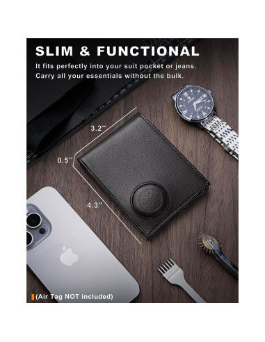 Billetera de Hombre VISWORLD de Cuero con Soporte para AirTag