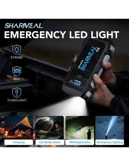 Arrancador de Batería Sharmeal M10-HH-5000A 12V 5000A USB Arrancador de Batería Sharmeal M10-HH-5000A 12V 5000A USB