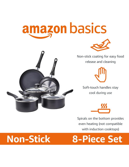 Juego de Utensilios de Cocina Amazon Basics 8 Piezas Negro Juego de Utensilios de Cocina Amazon Basics 8 Piezas Negro