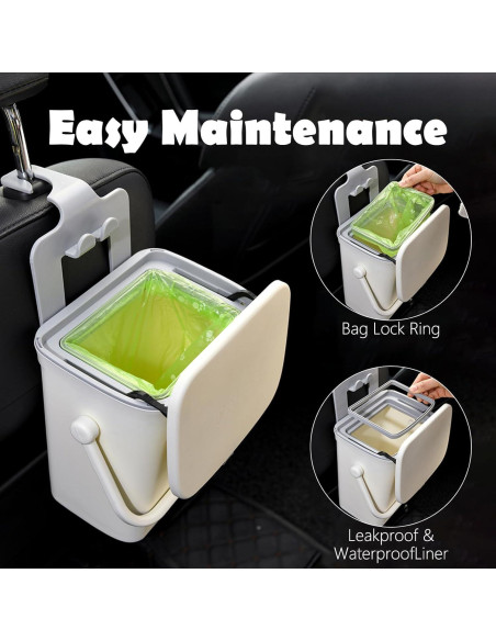 Cubo de Basura para Coche LoopTime LT-28 Impermeable 18.5x14cm Cubo de Basura para Coche LoopTime LT-28 Impermeable 18.5x14cm