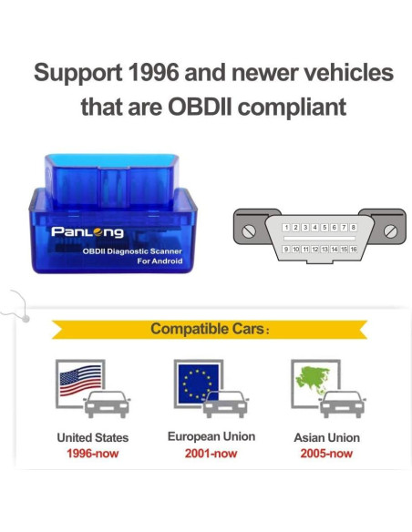 Escáner OBD2 Bluetooth Panlong para Android - Diagnóstico Automotriz Escáner OBD2 Bluetooth Panlong para Android - Diagnóstico Automotriz