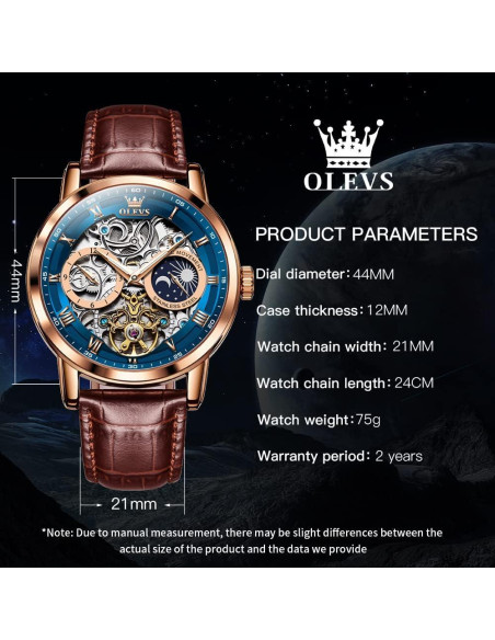 Reloj Esqueleto Automático OLEVS para Hombre Correa Cuero Marrón Reloj Esqueleto Automático OLEVS para Hombre Correa Cuero Marrón