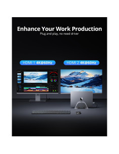 Estación de Acoplamiento USB C 4URPC Doble Monitor 4K 100W 2