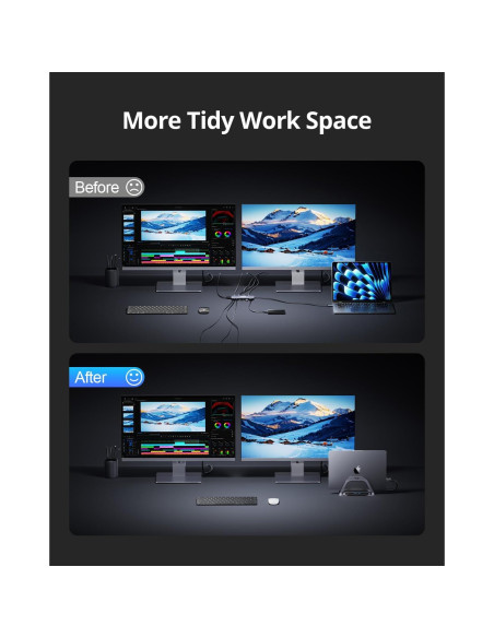Estación de Acoplamiento USB C 4URPC Doble Monitor 4K 100W Estación de Acoplamiento USB C 4URPC Doble Monitor 4K 100W