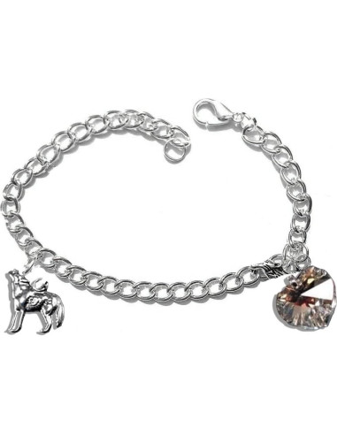 Pulsera de Joyería de Corazón y Lobo Crepúsculo Plata 18.42 cm