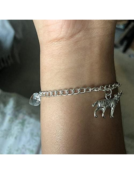 Pulsera de Joyería de Corazón y Lobo Crepúsculo Plata 18.42 cm Pulsera de Joyería de Corazón y Lobo Crepúsculo Plata 18.42 cm