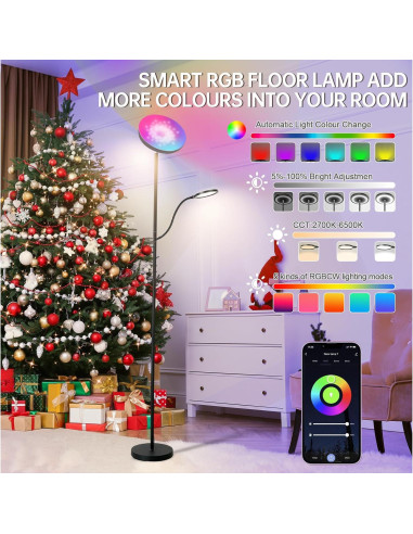 Lámpara de Piso LED Homakee HMK-A7-B RGB Regulable 36W