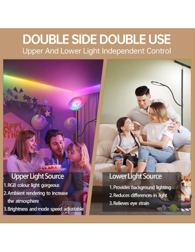 Lámpara de Piso LED Homakee HMK-A7-B RGB Regulable 36W