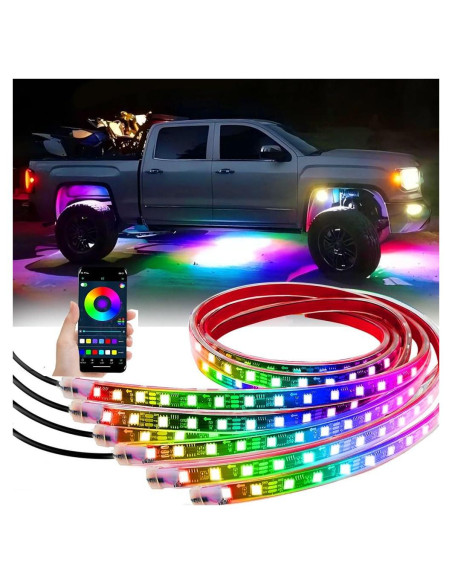 Luces LED Underglow DREAMIZER, 6 Tiras RGB 12V Impermeables Luces LED Underglow DREAMIZER, 6 Tiras RGB 12V Impermeables