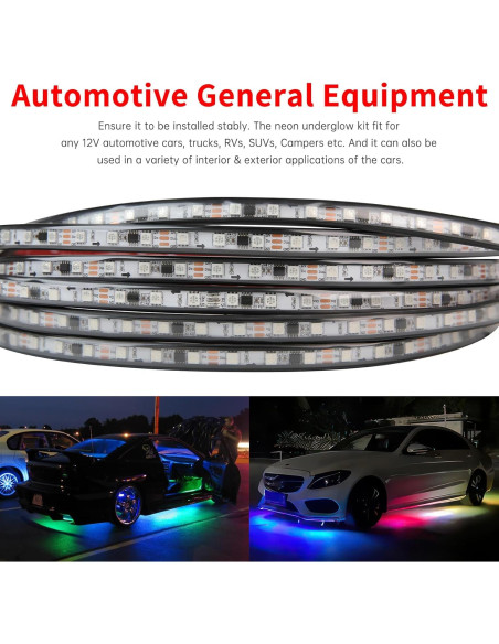 Luces LED Underglow DREAMIZER, 6 Tiras RGB 12V Impermeables Luces LED Underglow DREAMIZER, 6 Tiras RGB 12V Impermeables