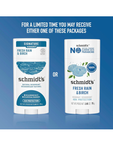 Desodorante Vegano Schmidt's Lluvia Fresca 75 g Sin Aluminio