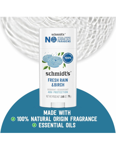 Desodorante Vegano Schmidt's Lluvia Fresca 75 g Sin Aluminio