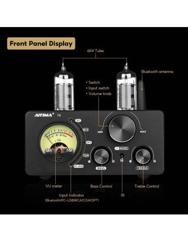Amplificador Estéreo AIYIMA T9 100W 2 Canales Bluetooth DAC