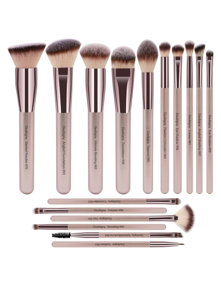 Set de Pinceles de Maquillaje Daubigny 16 Piezas Oro Champán Set de Pinceles de Maquillaje Daubigny 16 Piezas Oro Champán