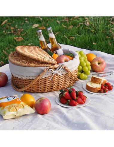 Cesta de Picnic Grande Happypicnic de Mimbre 40x29x18.7 cm