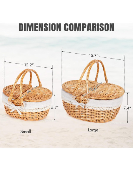 Cesta de Picnic Grande Happypicnic de Mimbre 40x29x18.7 cm Cesta de Picnic Grande Happypicnic de Mimbre 40x29x18.7 cm