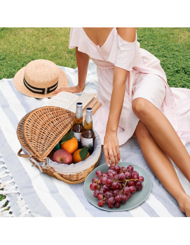 Cesta de Picnic Grande Happypicnic de Mimbre 40x29x18.7 cm