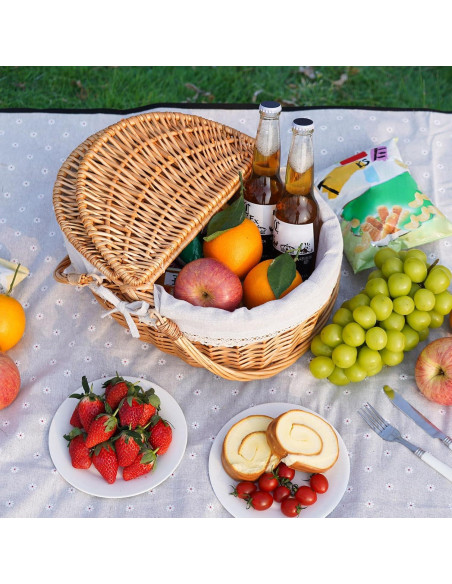 Cesta de Picnic Grande Happypicnic de Mimbre 40x29x18.7 cm Cesta de Picnic Grande Happypicnic de Mimbre 40x29x18.7 cm